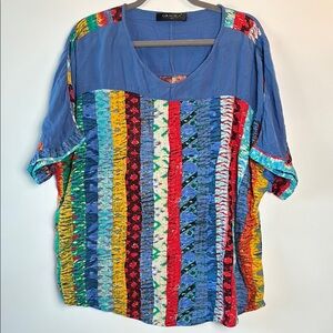 Gracila Multicolor Striped Women's Boho Blouse